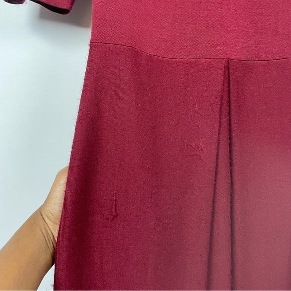 Burberry London Macrame Yoke 3/4 Sleeve Dress Carmine Red Size Large - Picture 5 of 14